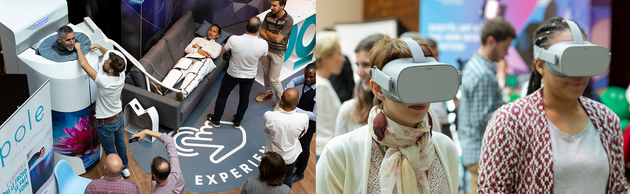 Evenement d'entreprise Paris hommes et femmes avec casques de réalité virtuelle