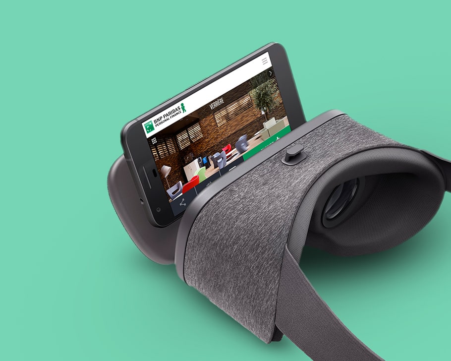 Mockup casque de réalité virtuelle et smartphone